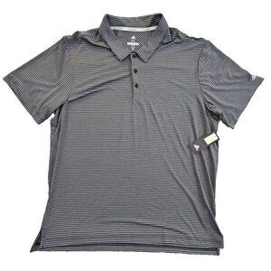 Adidas Golf 2-Button Polo Men's 2XL Gray Black Horizontal Stripe NWT Performance